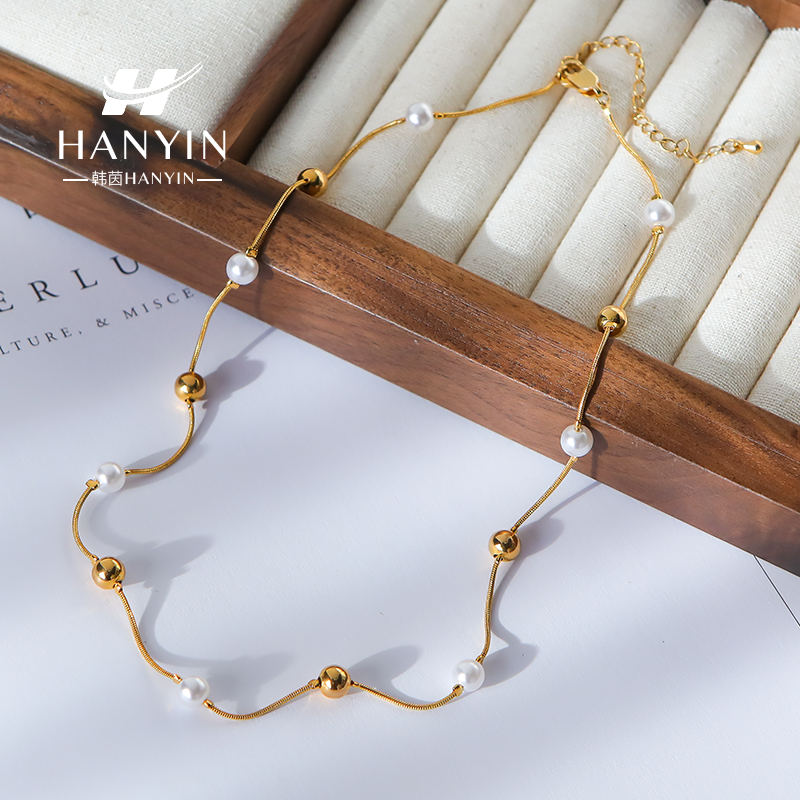 HANYIN/韩茵 铜合金仿珍珠项链 气质简约时尚百搭轻奢小众ins设计
