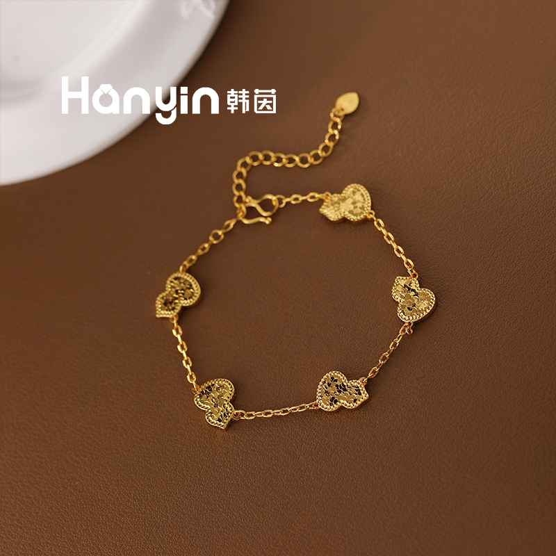 铜合金手链 16+5cm时尚百搭新中式光面龙鳞葫芦手链双面轻奢