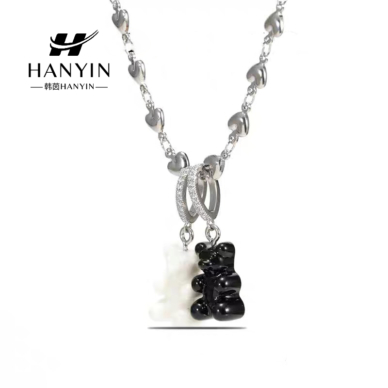 HANYIN/韩茵 铜合金项链 时尚甜酷风可拆卸立体小熊爱心项链