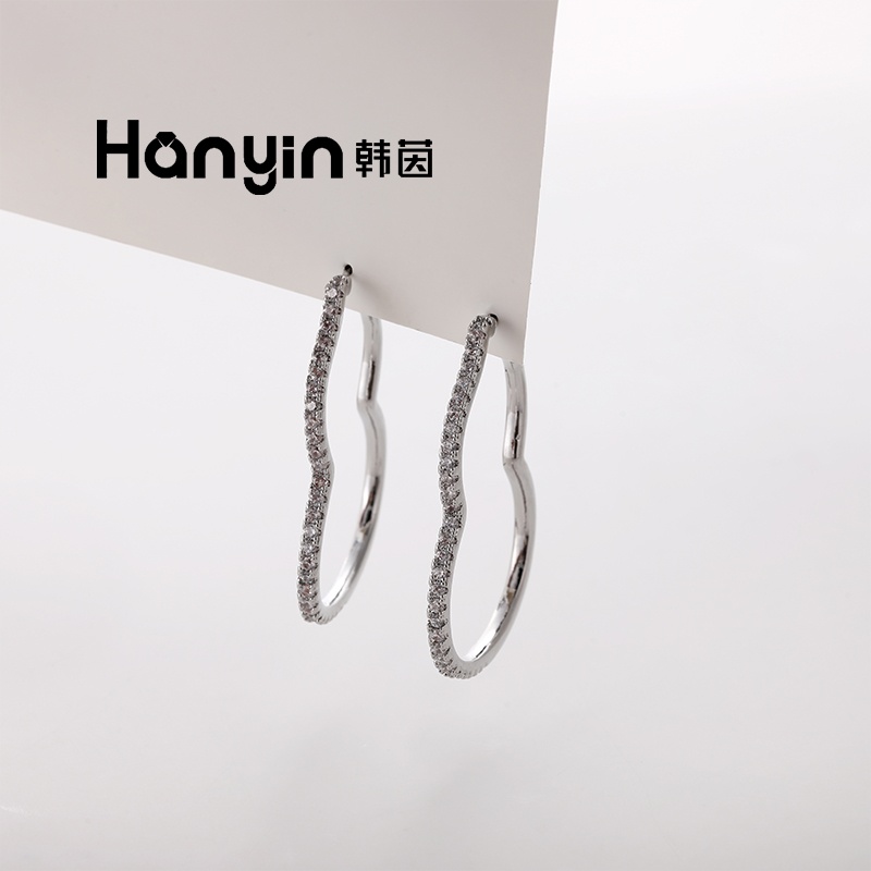 铜合金耳饰 925银针时尚气质微镶冷淡风葫芦形耳钉AAA