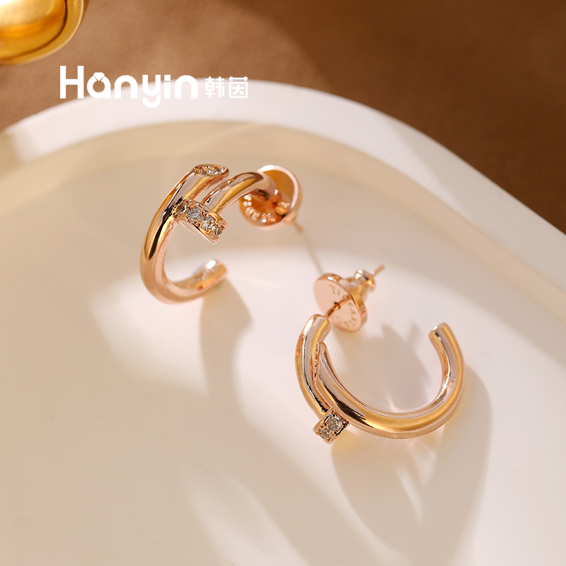 铜合金耳饰 AAA925银针时尚气质百搭轻奢法式钉子简约耳钉【孤品】