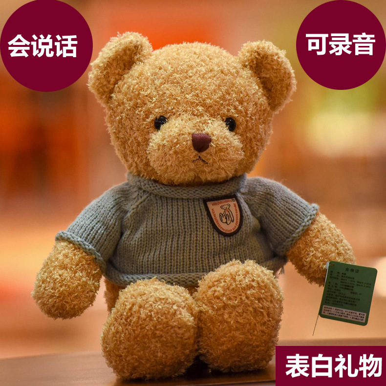 【臻品推荐】七夕礼物录音表白泰迪熊毛绒玩具会说话道歉礼物布公