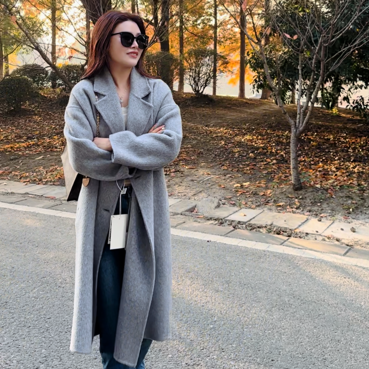 2025秋冬新品毛呢外套韩版气质百搭宽松西装领双面羊毛大衣235