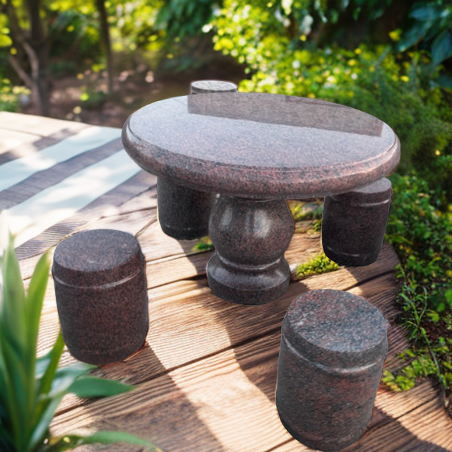 石桌石凳庭院花园户外别墅家用天然花岗岩茶桌庭院石桌石凳