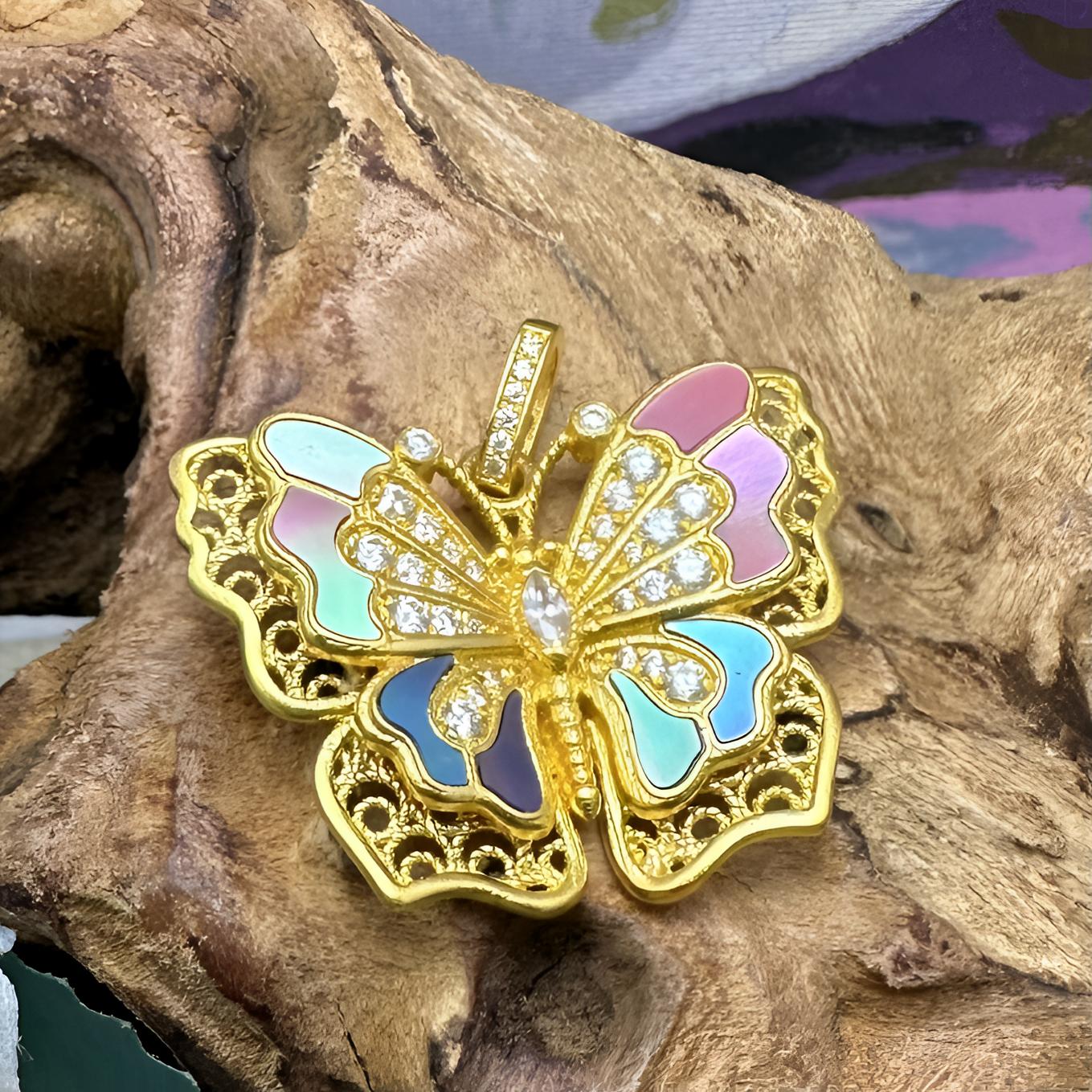 足金999 【花丝小蝴蝶】轻奢时尚金色百搭吊坠 