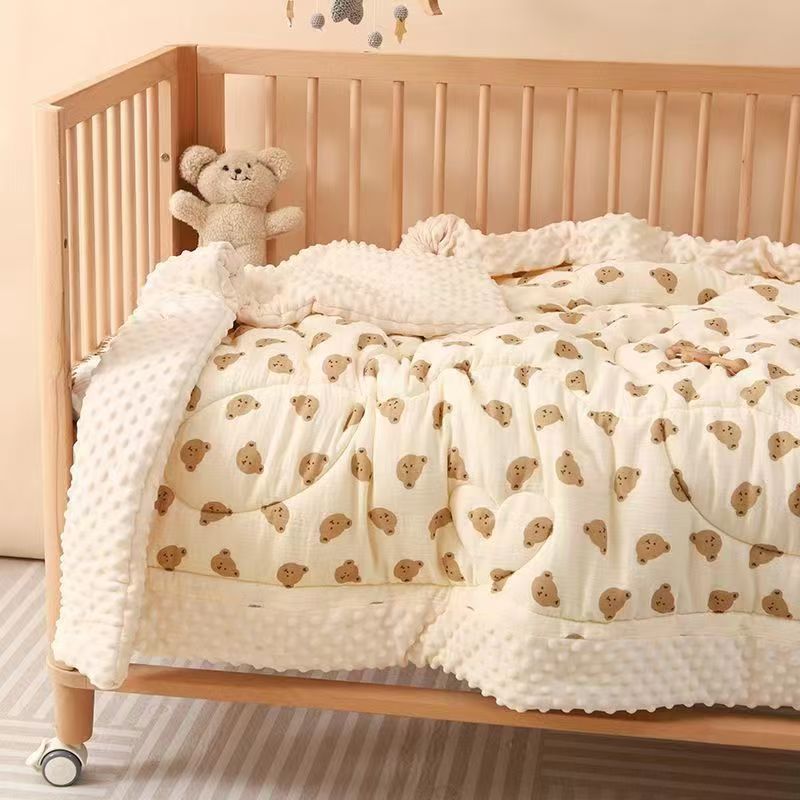 婴儿豆豆毯柔软四季通用新生儿小被子安抚初生宝宝幼儿园空调盖被