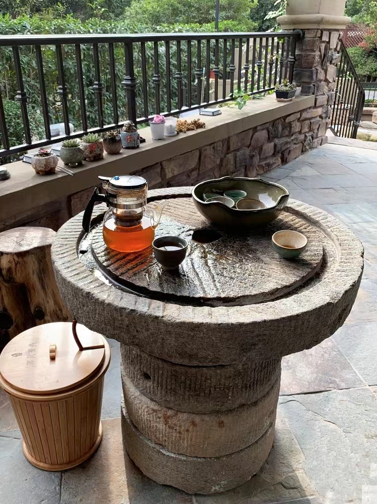 直播专用  农村老旧石磨盘石头茶桌子石磙子石墩整套老石磨摆件