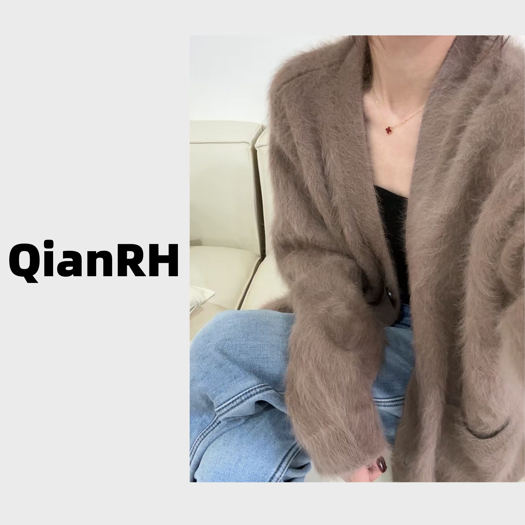 QianRH-9577慵懒风美拉雅丹风拉毛针织开衫韩系