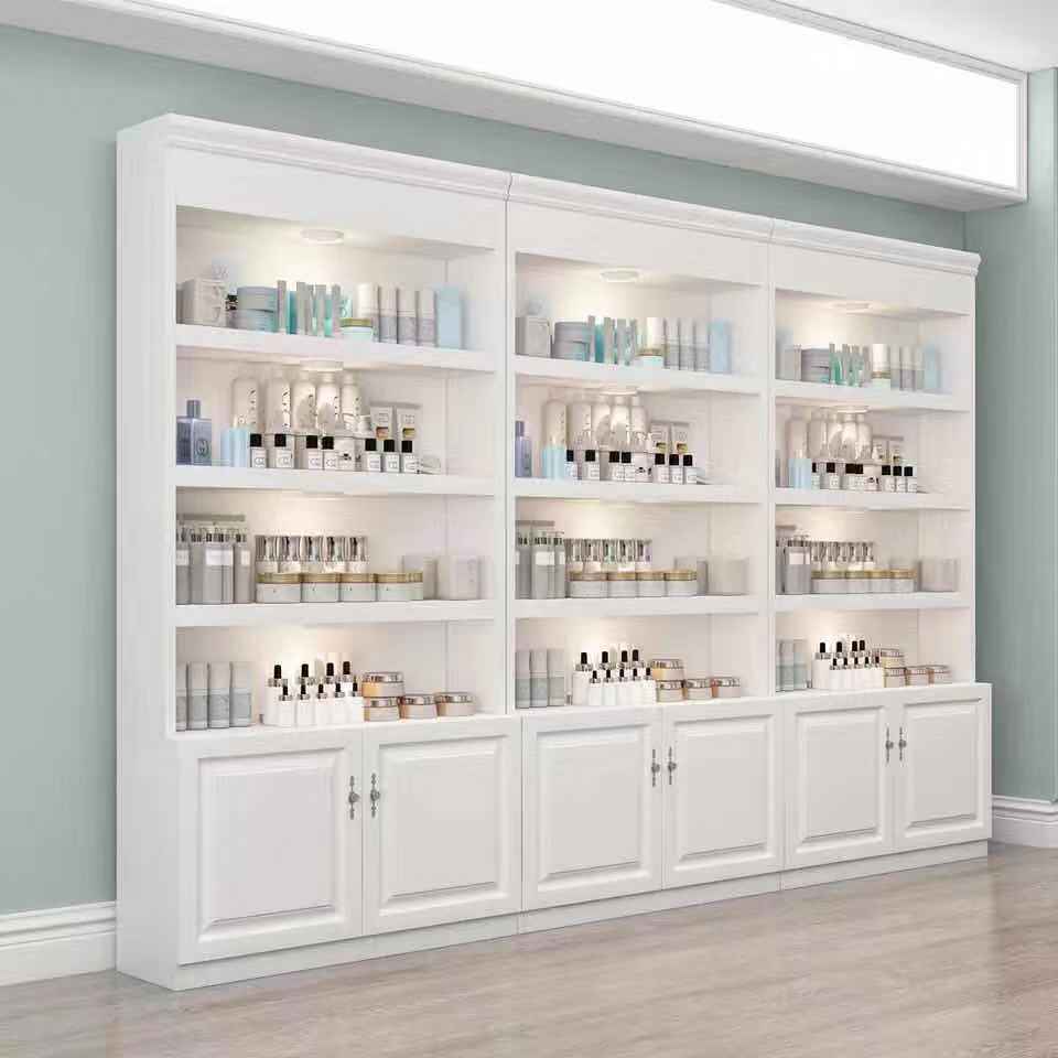 化妆品展示柜陈列柜美甲店护肤品柜美容院展柜欧式产品展示柜货架