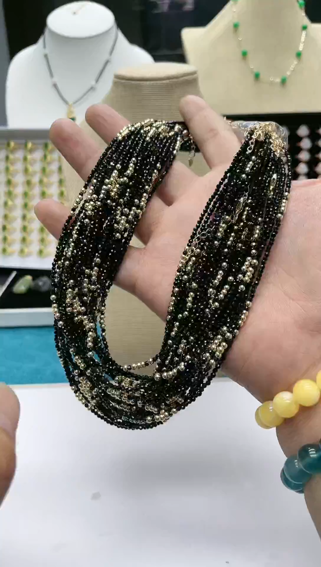 【闪购商品】玛瑙/玉髓耳钉合金黑碧玺尖晶石项链