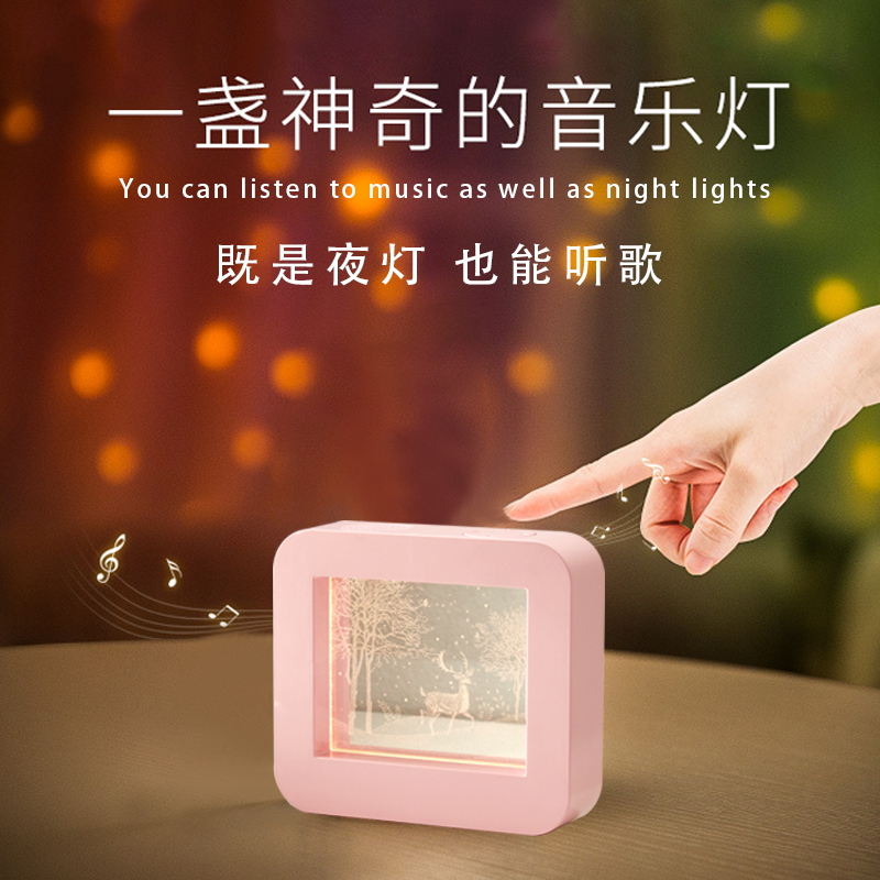 ins轻音乐相框灯按钮式3D小夜灯 智能家居中式亚克力台灯创意礼品