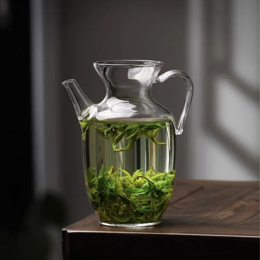 家用手工创意小宋执壶带过滤片高硼硅耐热玻璃绿茶壶分酒器分茶器