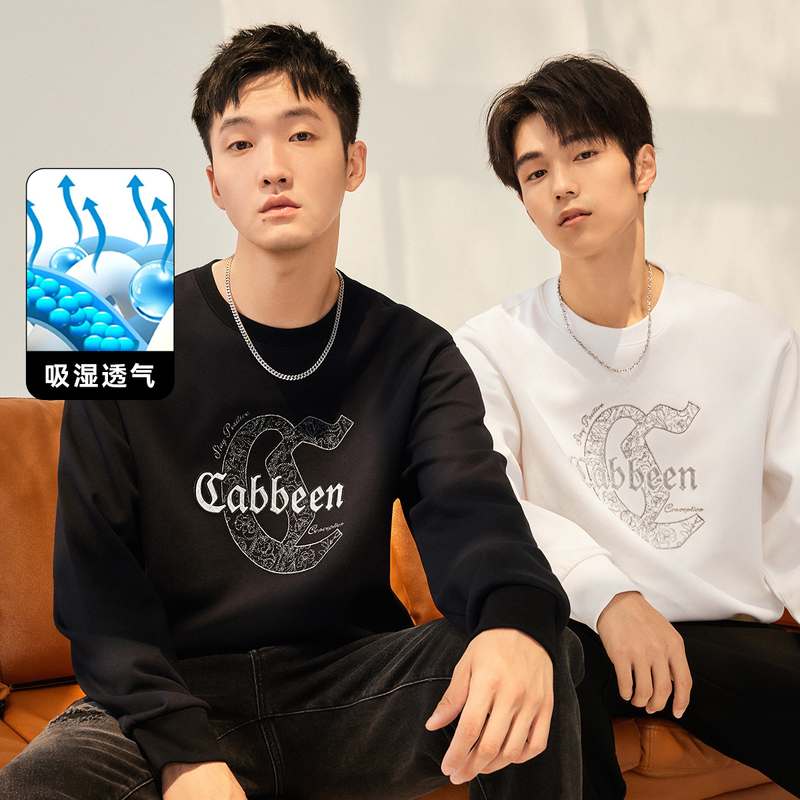 CABBEEN卡宾Y男装刺绣卫衣2023秋新款印花套头上衣街头3233164071