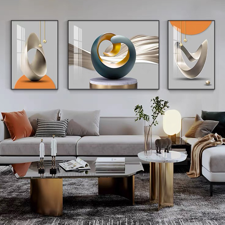 客厅装饰画现代轻奢风筑梦空间三联画简约大气壁画沙发背景墙挂画