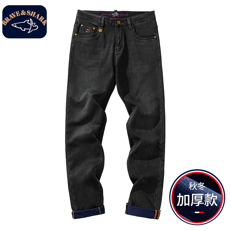 BRAVE&SHARK/勇士鲨鱼【官方正品】加厚牛仔裤厚款 男士直筒百搭男