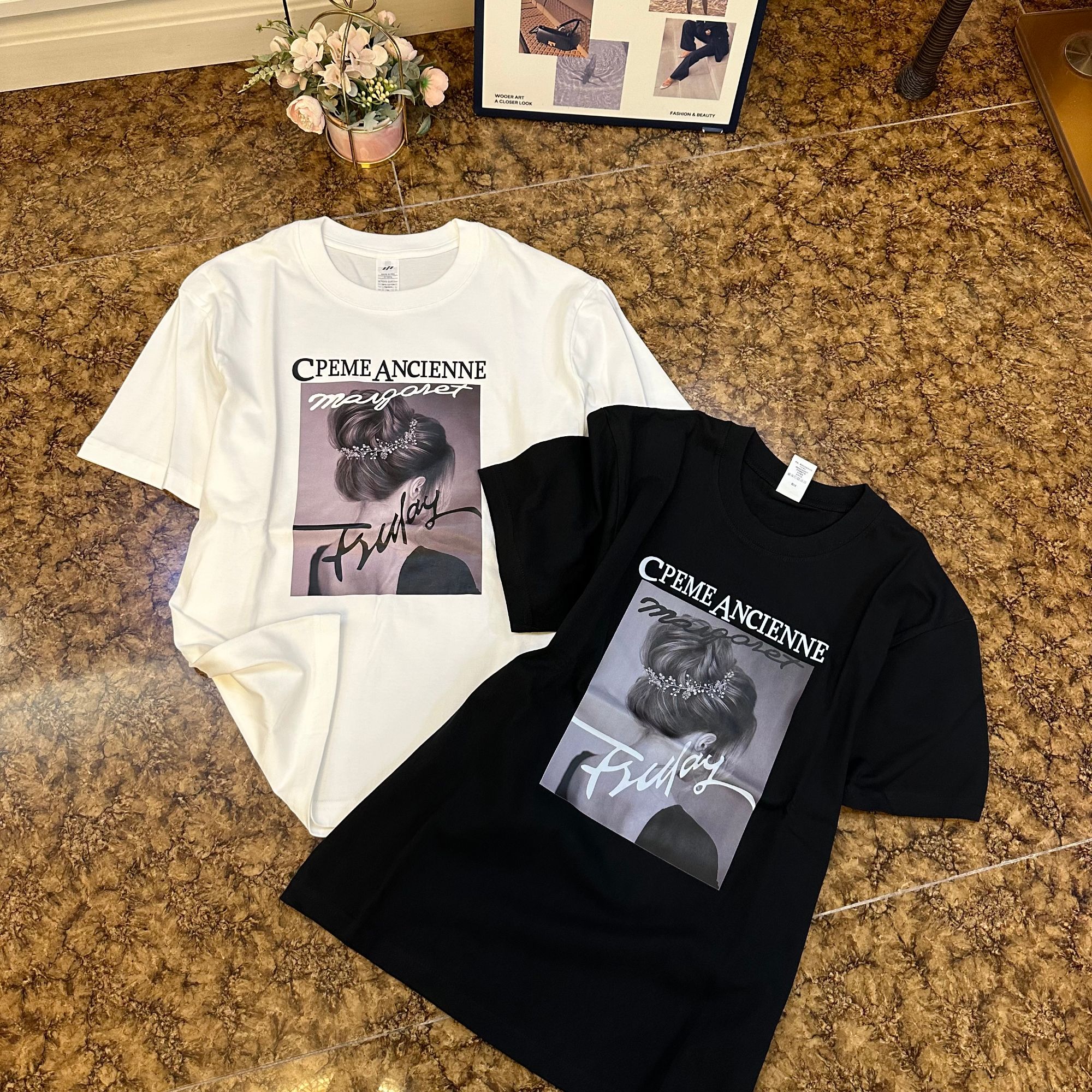 2025夏款新款短袖时尚 背影女 宽松休闲圆领百搭显瘦韩版T恤