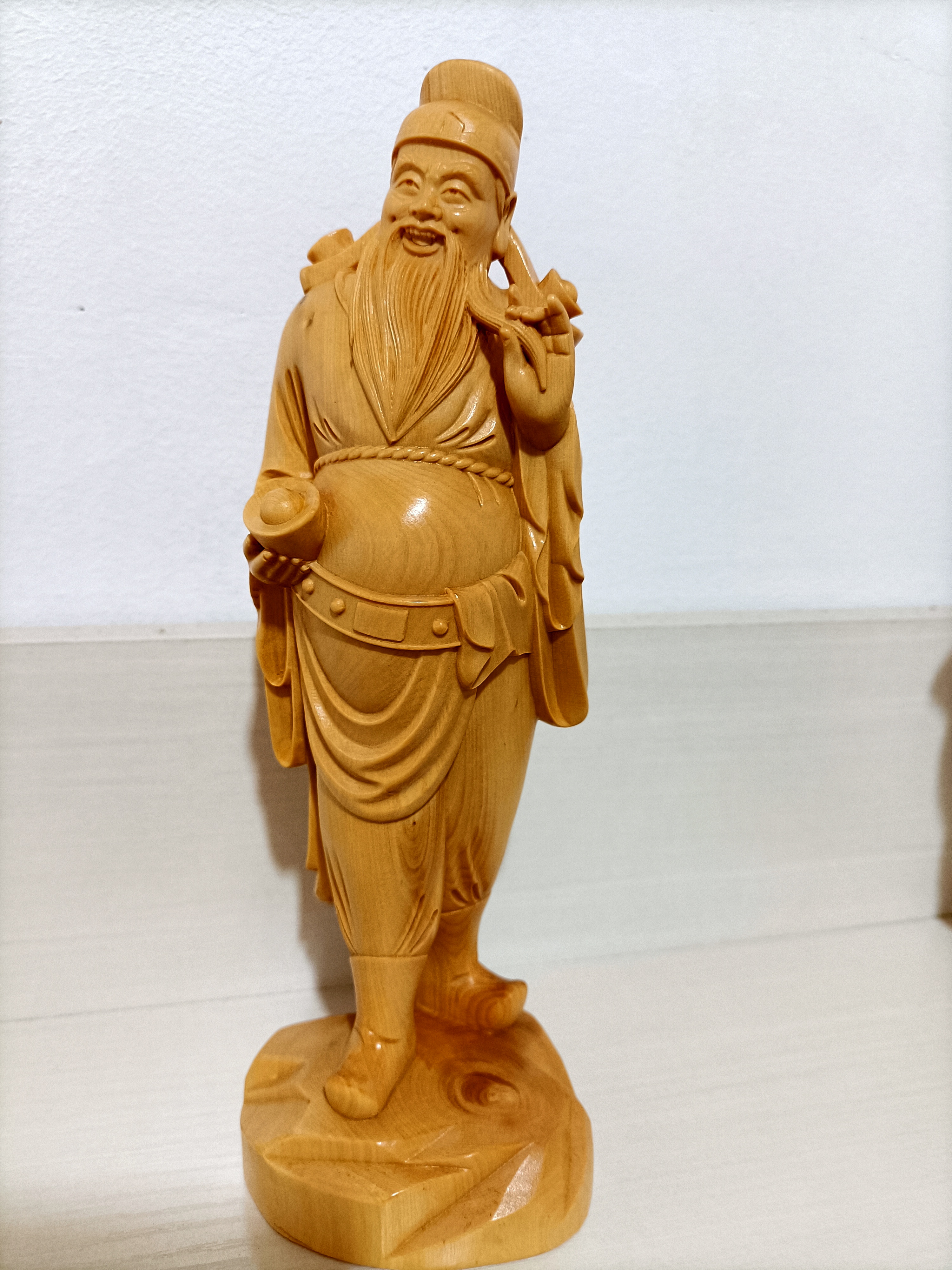 小叶黄杨木雕工艺品文“财神爷＂家居装饰工艺文玩收藏送礼摆件