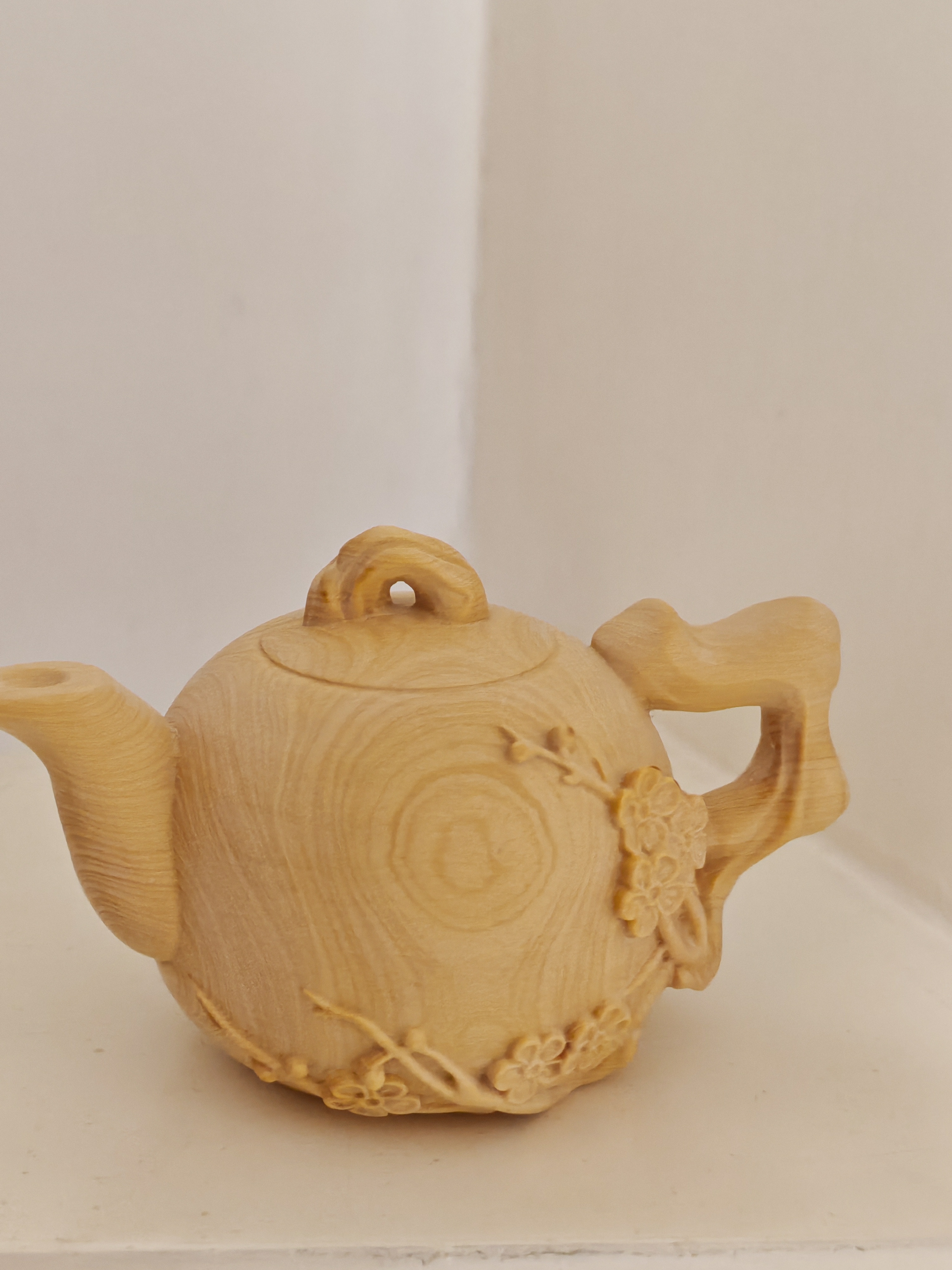 小叶黄杨木雕梅花把把壶可当茶宠居家装饰摆件工艺品可收藏也送人