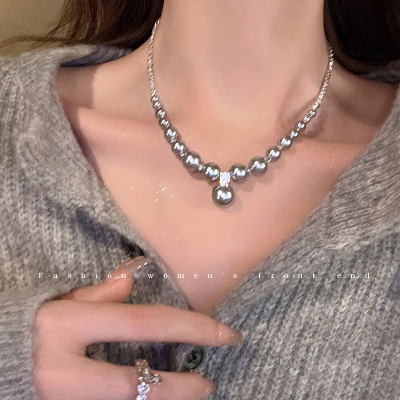 合金仿珍珠项链 巴黎晚宴~轻奢小众珍珠项链女高级锁骨链气质颈链