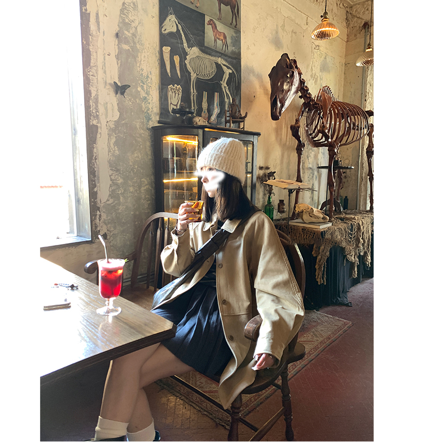 美拉德鹿皮绒小个子风衣外套女2025春季新款气质宽松中长款夹克女