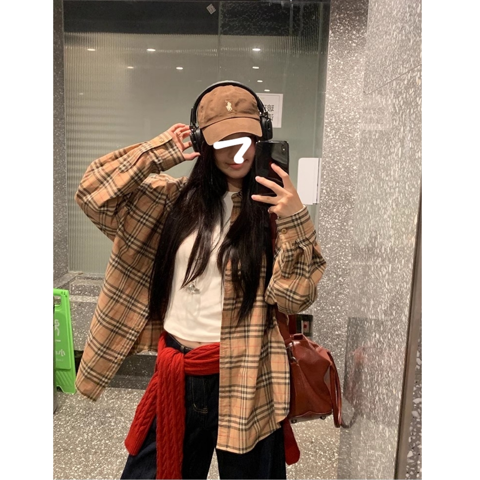 2025春秋韩版宽松百搭复古港味ins网红格子衬衫设计感上衣外套女