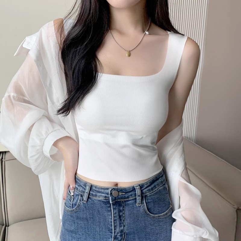 舒适透气女士背心带胸垫