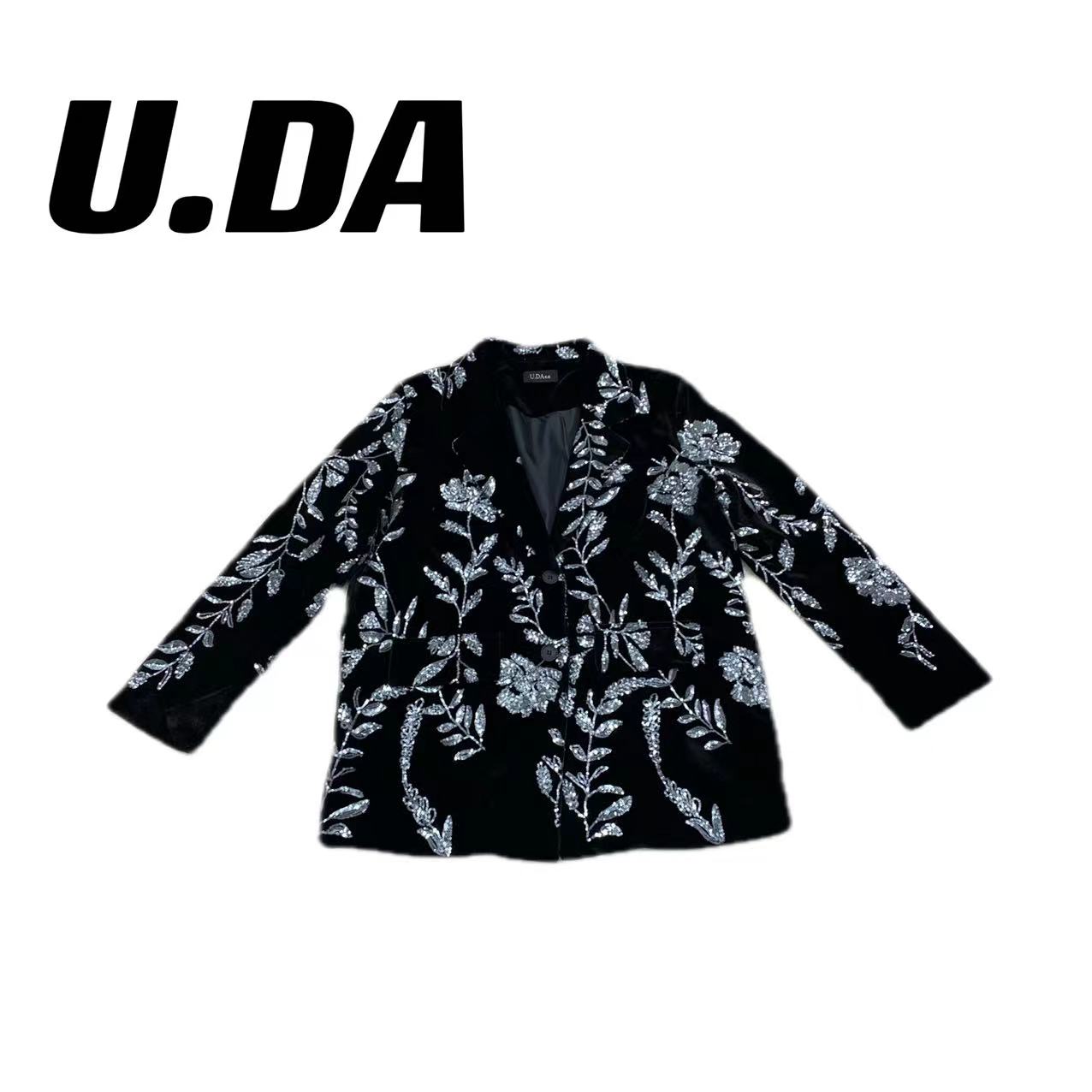 【优搭严选】时尚百搭设计款重工亮片轻奢潮流休闲丝绒西服