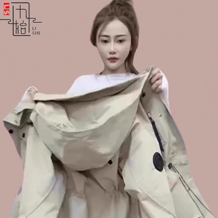 小个子冲锋衣外套女款春秋新款爆款抽绳收腰工装风衣夹克上衣