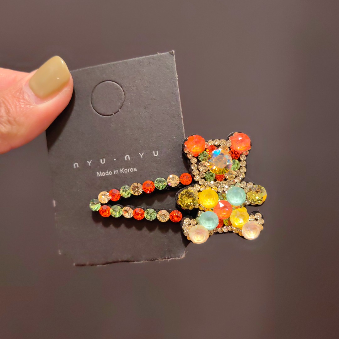 韩国施家水晶bb夹高档刘海夹韩版发卡轻奢碎发夹可爱边夹小熊发饰