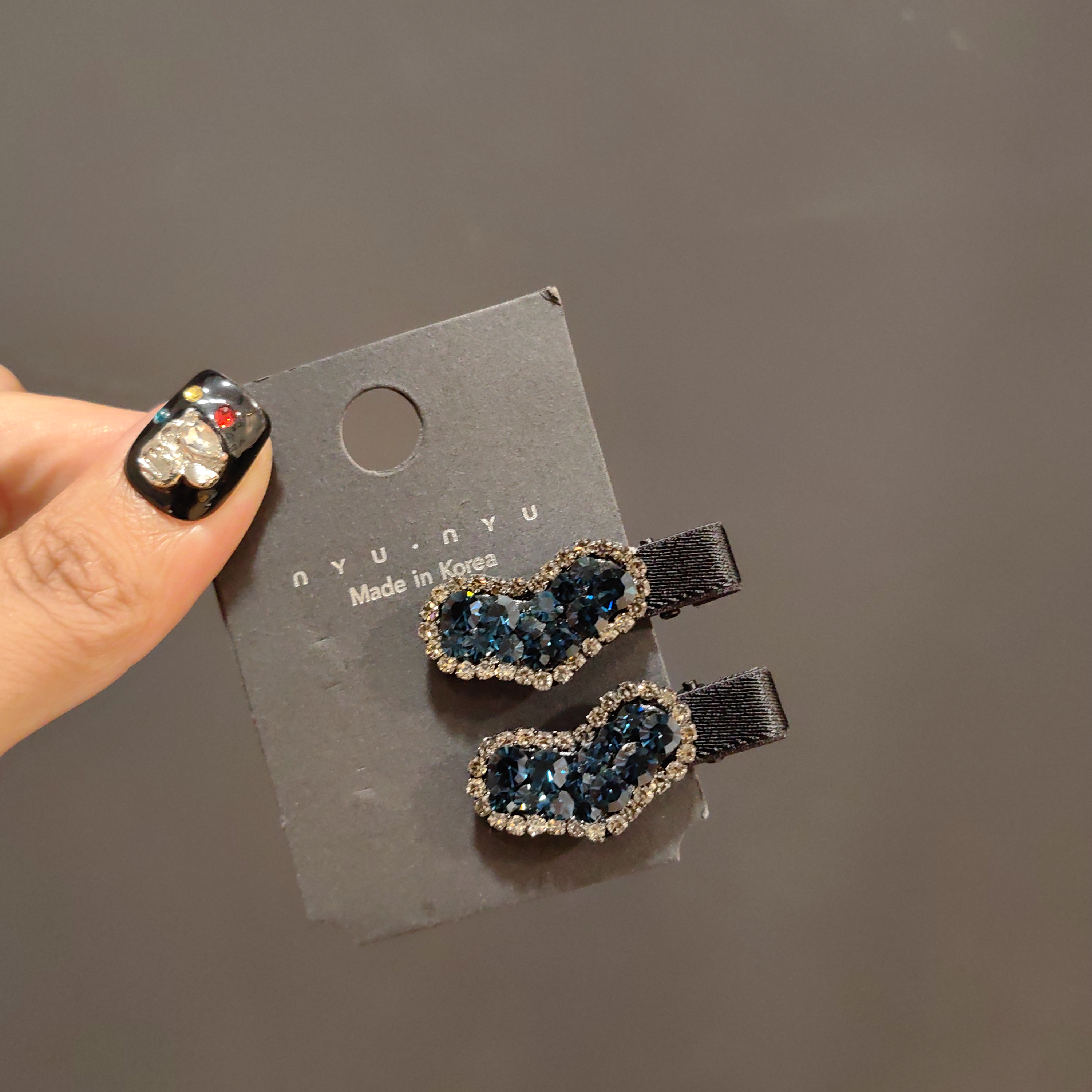 韩版爱心鸭夹福利品迷你边夹侧边夹（墨兰灰）