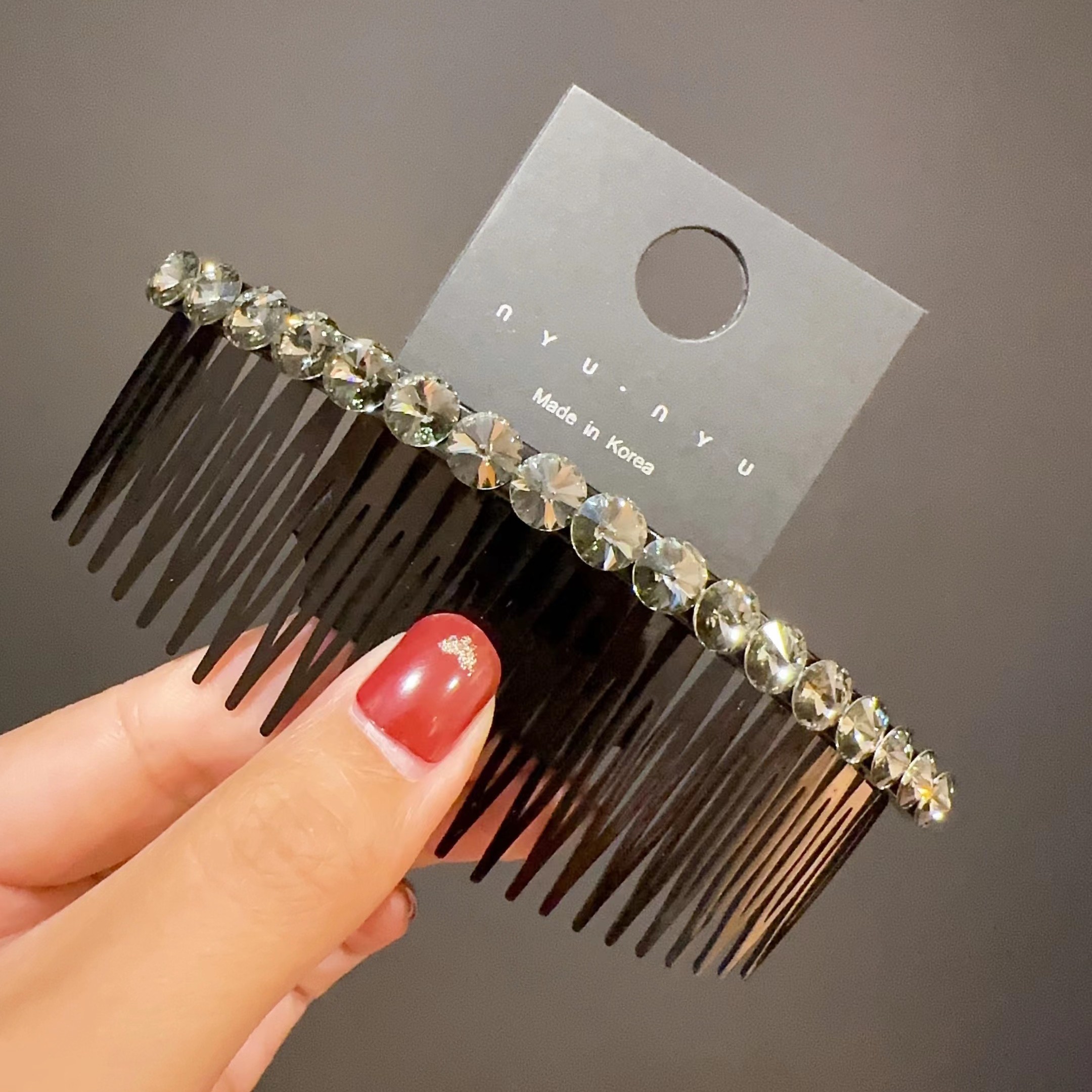 韩国s家水晶插梳韩版施华钻高级发卡轻奢碎发梳ins倒插梳发饰头饰