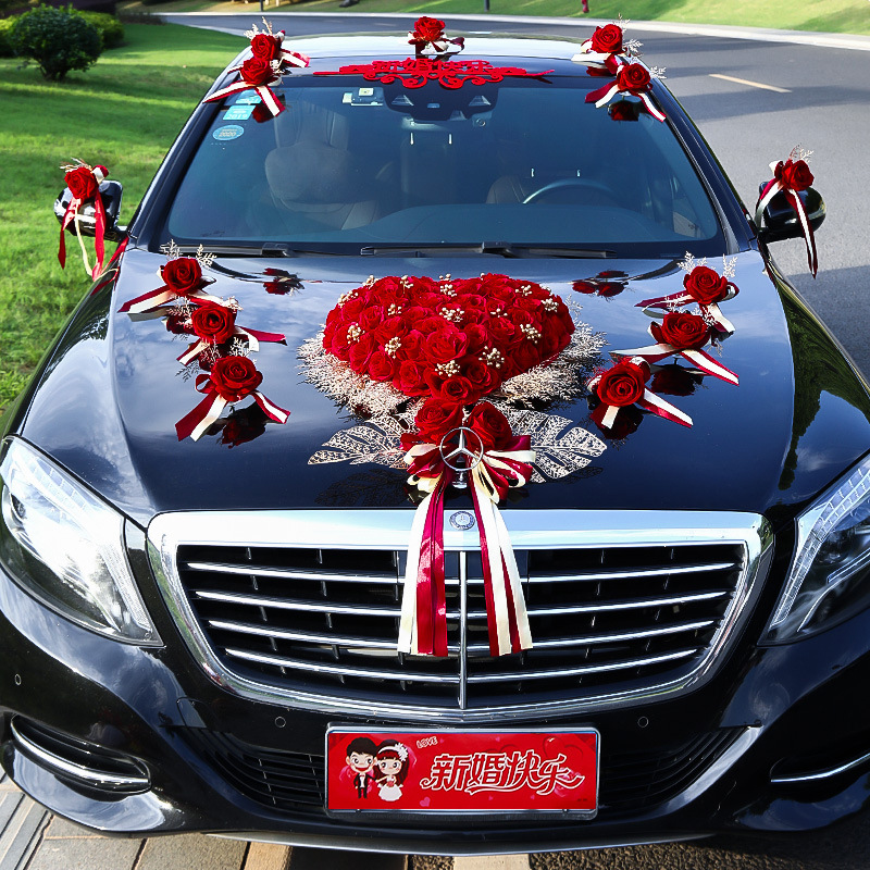 婚车车队装饰拉花全套装高级汽车结婚副主车头花婚礼迎亲布置用品