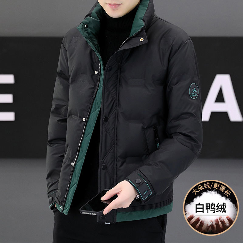 雅鹿男士冬季羽绒服2023立领新款加厚青年保暖帅气短款鸭绒免洗外