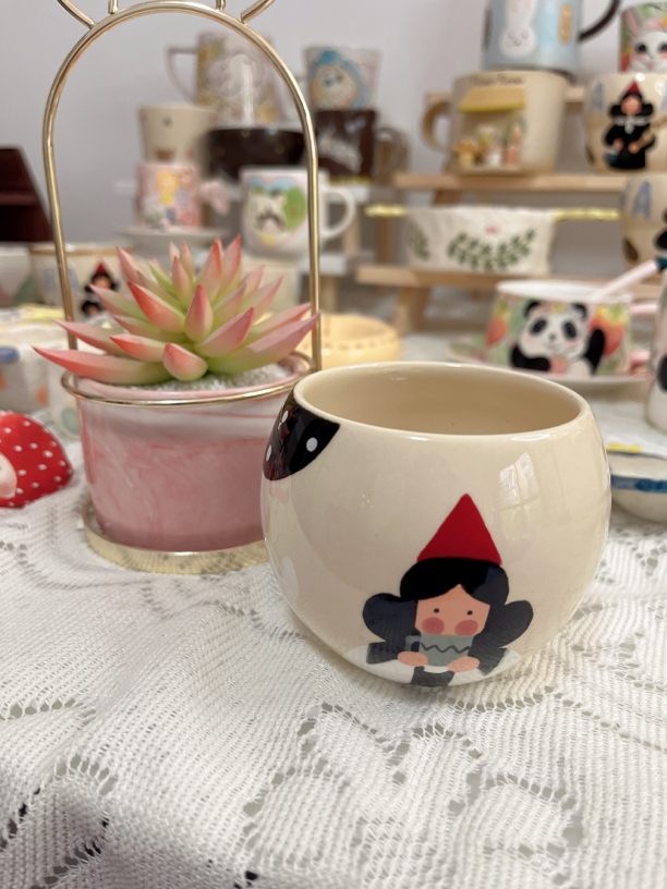 景德镇森潜家蛋杯手工可爱杯碟家用釉下彩