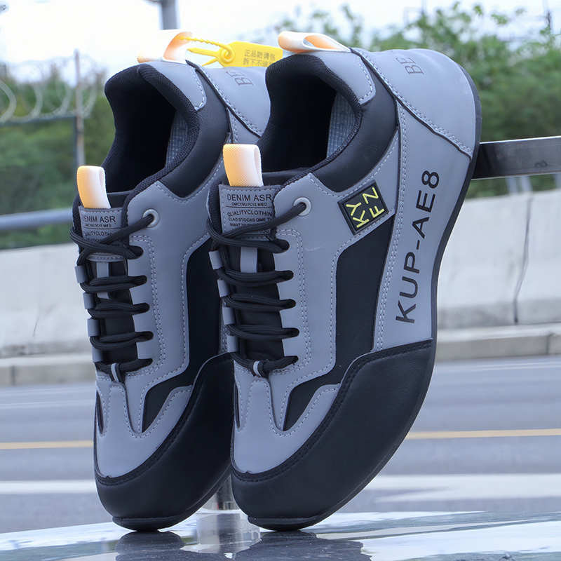 双11新品男士跑步鞋皮面男鞋秋冬季皮面防水鞋子男百搭休闲运动鞋