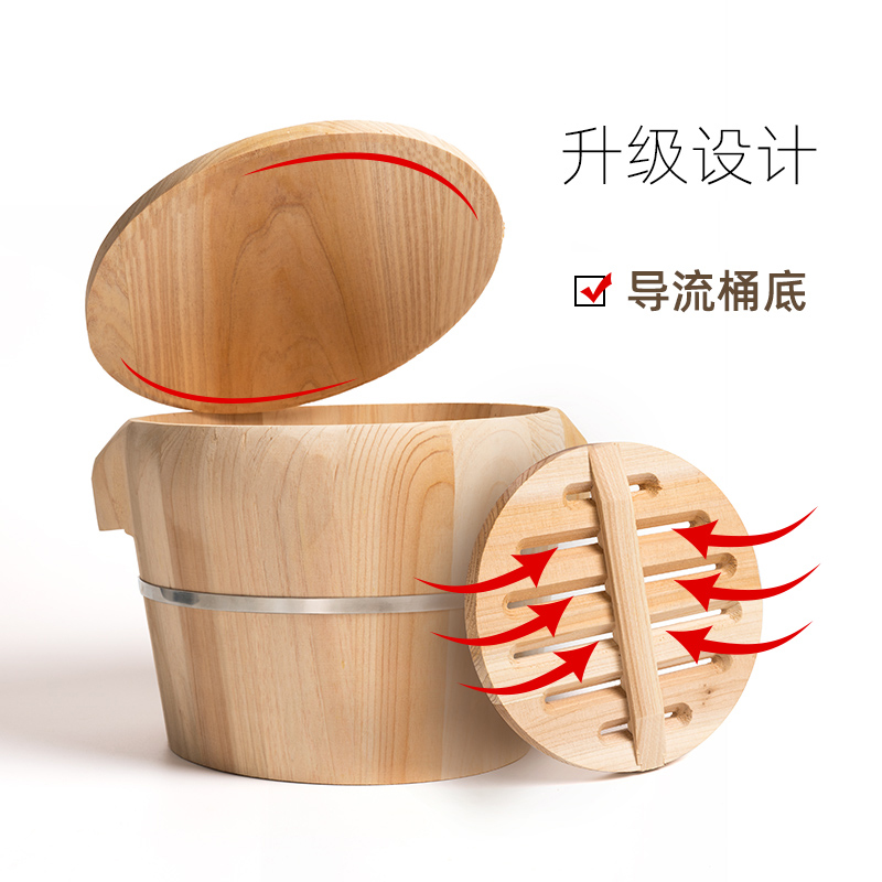 (扁圈升级内切底木桶)蒸天福杉木原木商用蒸米木饭桶木甑子纯手工