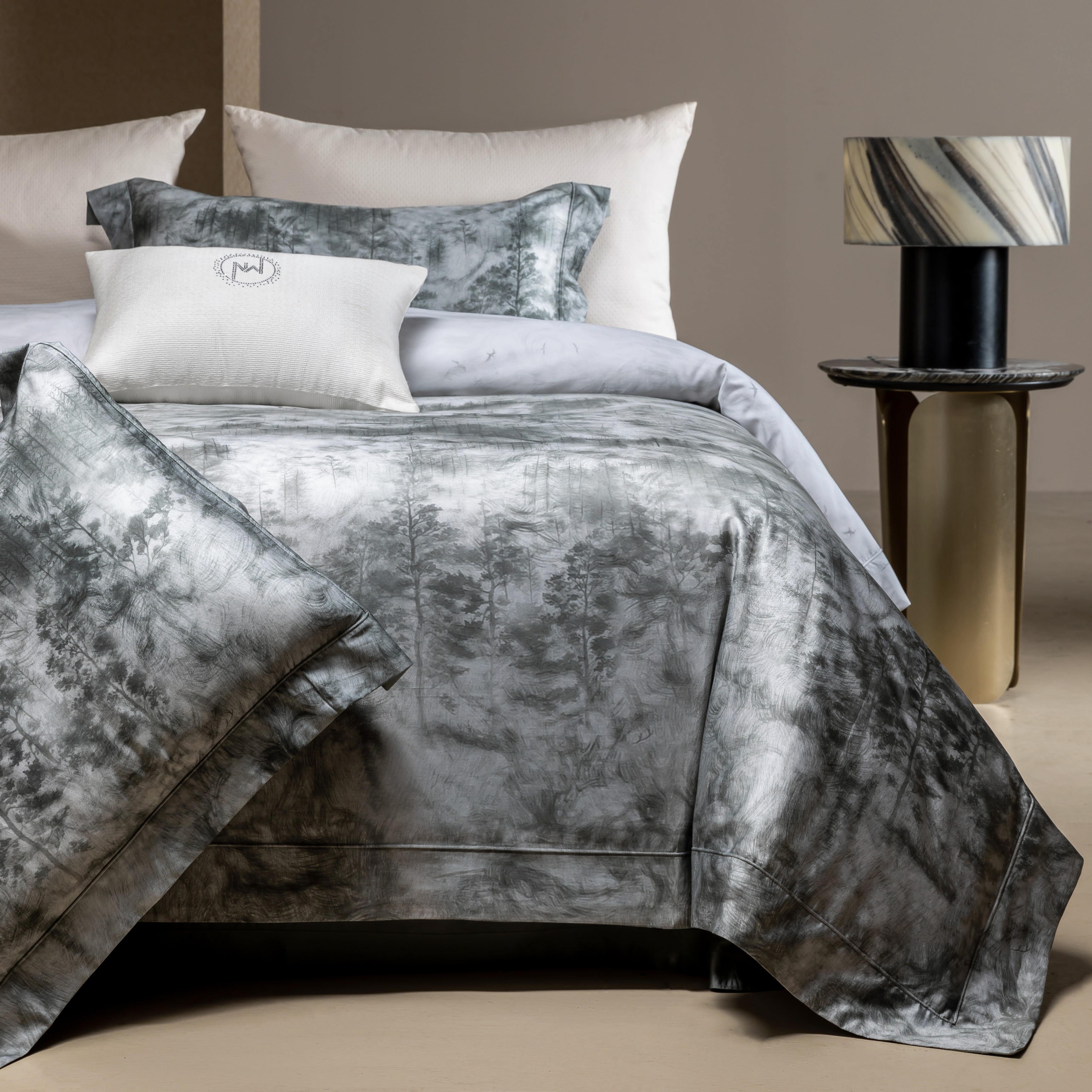 【贤公子】MN/慕奈  北岛林-新款高端轻奢风天丝棉印花四件套