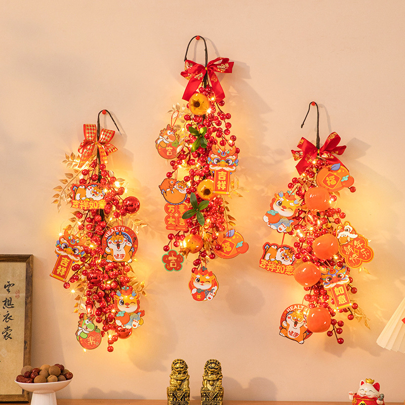 龙年新年发财果串挂件新款装饰用品2024春节过年客厅挂饰元旦布置