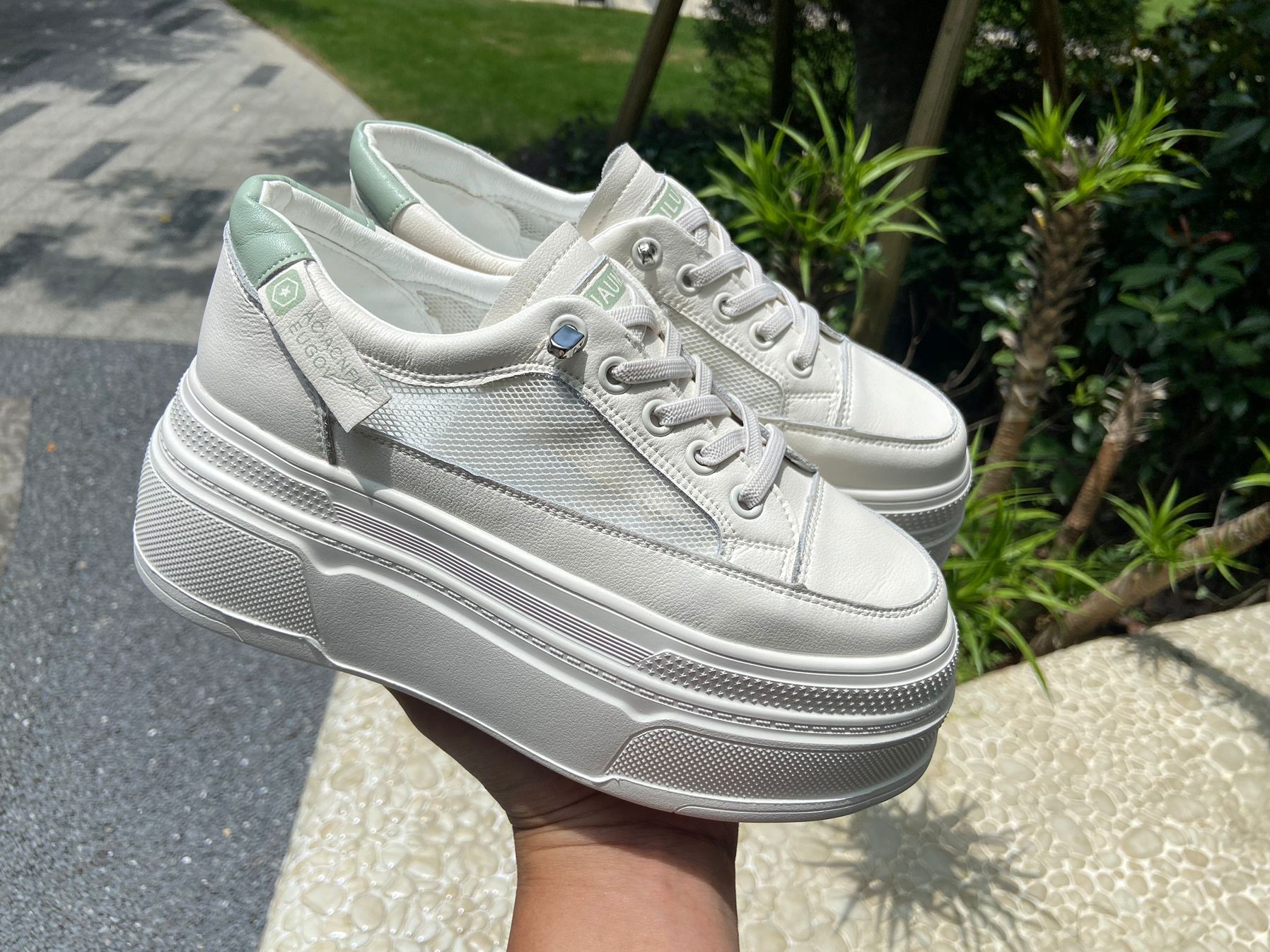 【默认有微瑕疵】小个子发泡网面松紧鞋带增高鞋