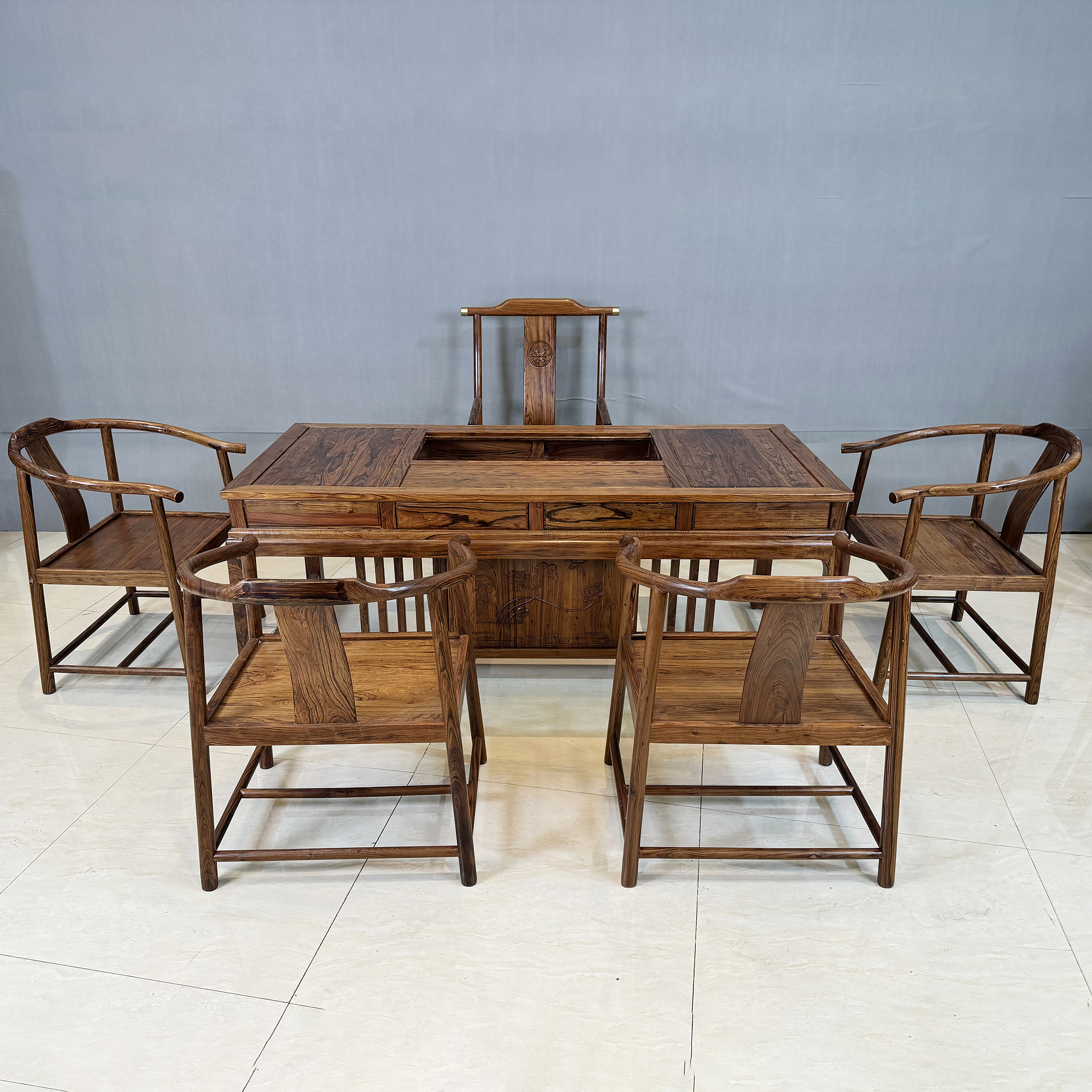 1.78米中式茶室茶台檀香茶台办公家用6件套