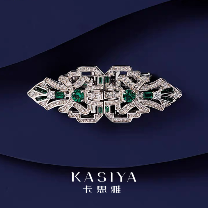 kasiya/卡思雅 925银仿水晶胸针 高版精致徽章胸针