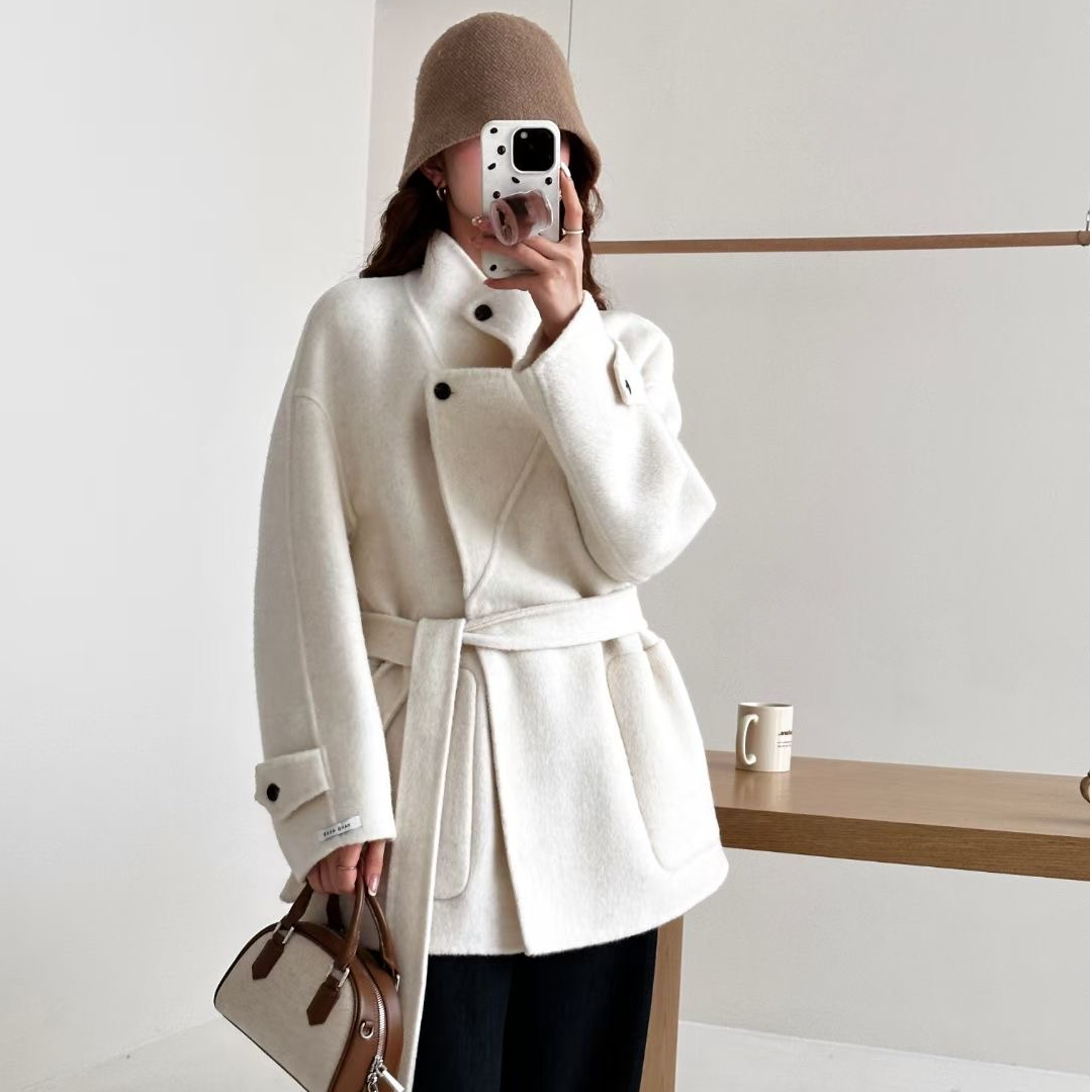时尚简约中长款双面羊毛大衣