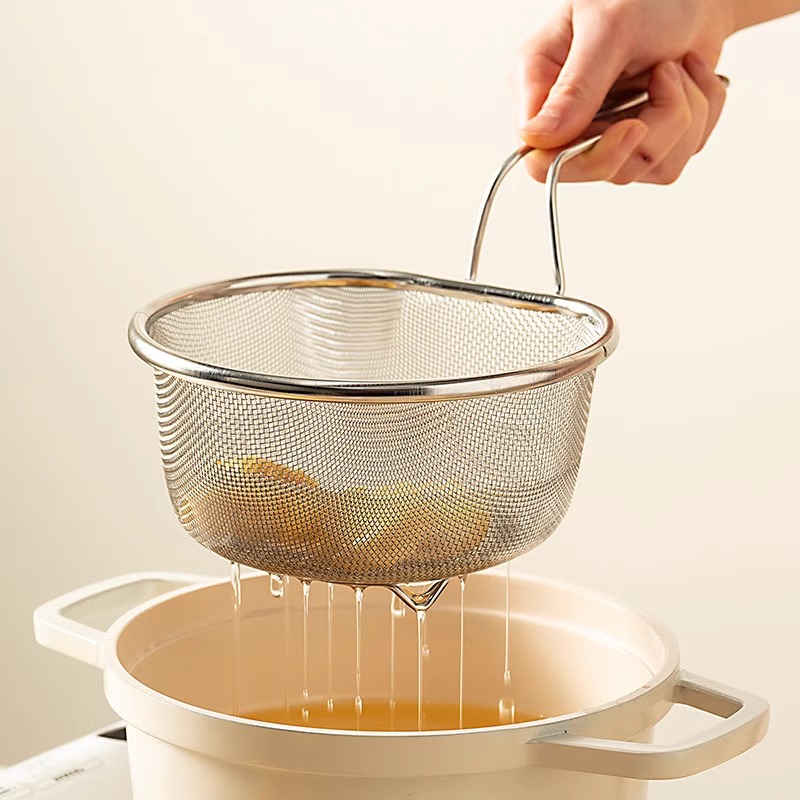 家用304不锈钢漏勺大号厨房捞面勺加厚煮面勺油炸漏网过滤网细网