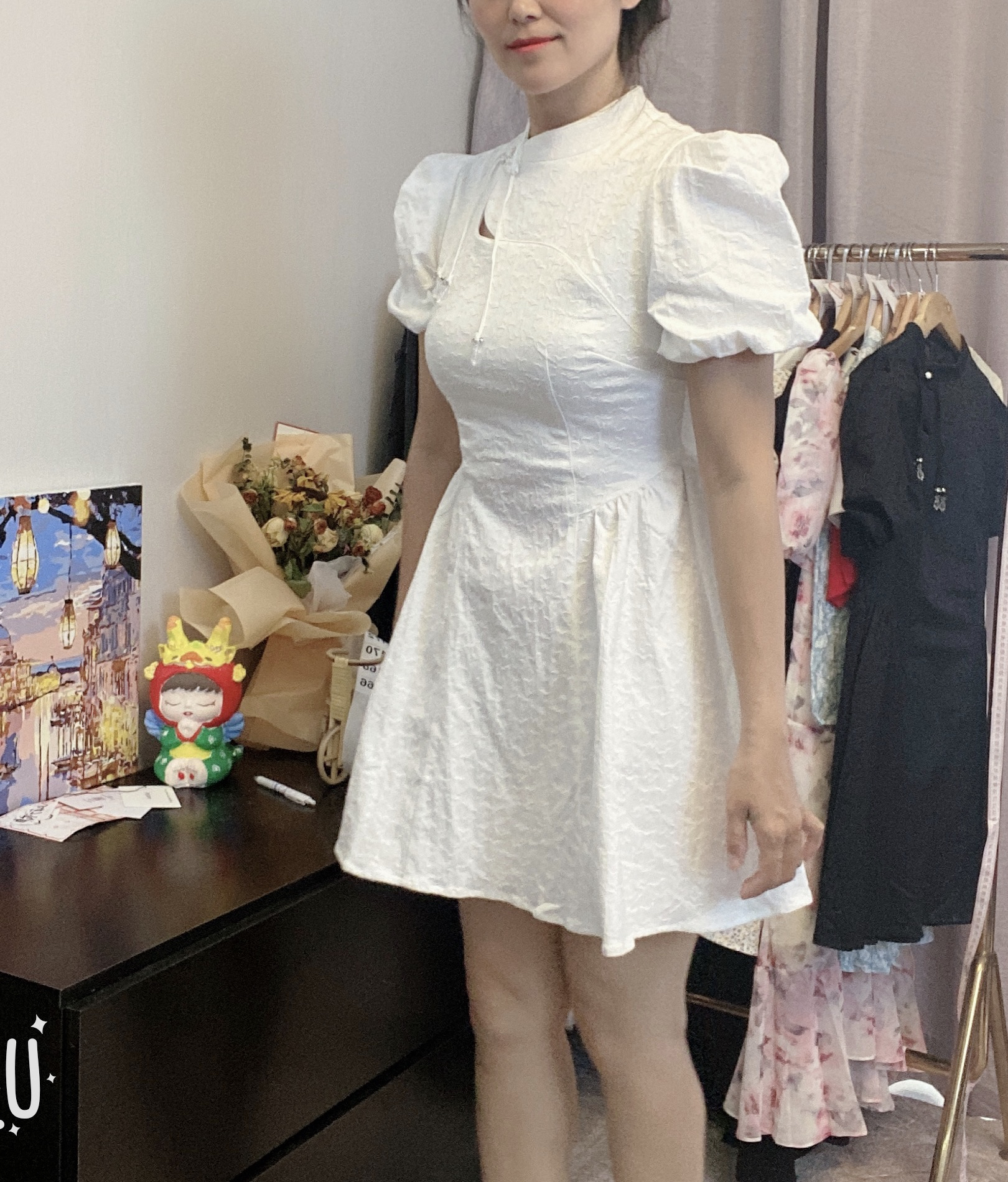 夏季新款中式改良旗袍盘口泡泡袖优雅复古-仅供直播间扣号使用