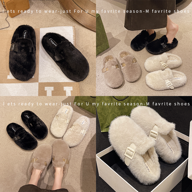 时尚百搭包头毛毛鞋女鞋