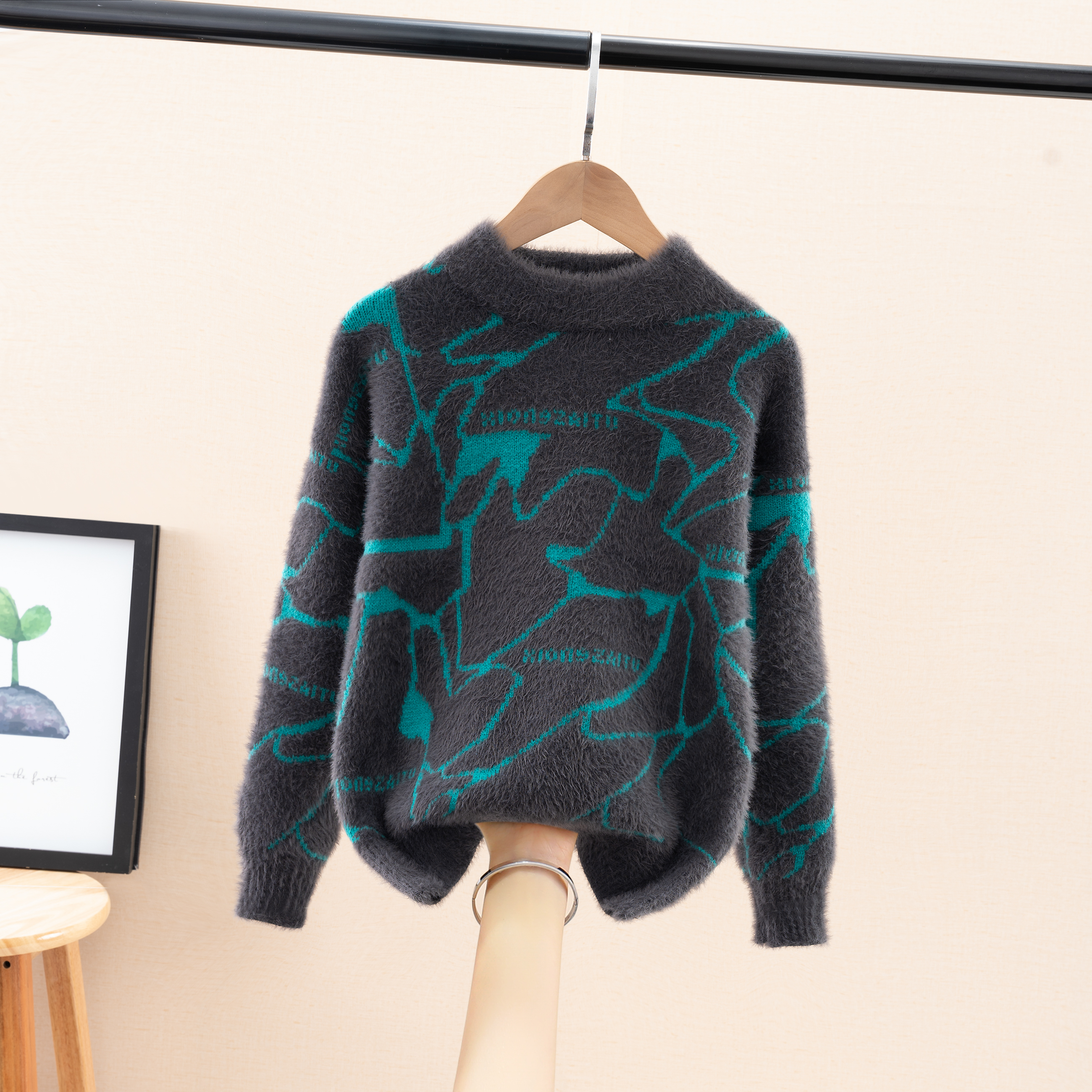 2025中大童防水貂绒毛衣秋冬新款套头中大童加厚保暖秋冬