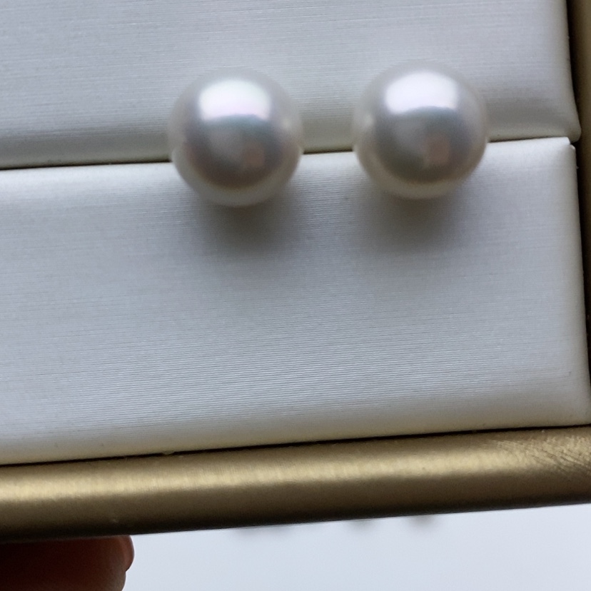 【闪购商品】淡水珍珠耳饰18K金镶嵌9-10