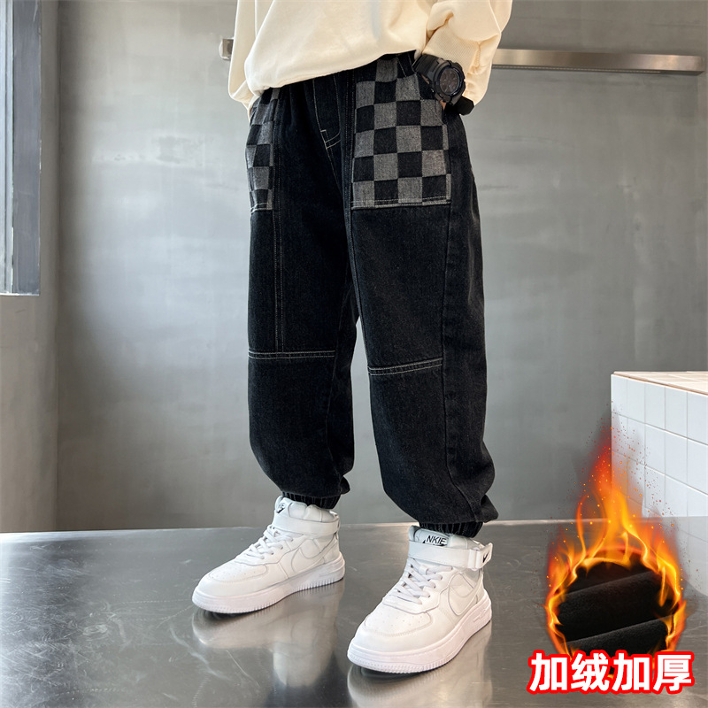 童装男童秋装裤子秋冬款2022新款儿童中大童冬季加绒长裤牛仔裤潮