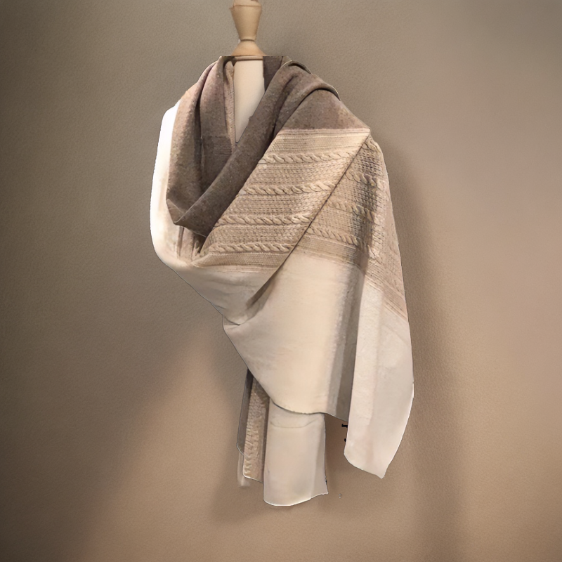 白绒青绒紫绒交织拼接羊毛针织围巾披肩超大一衣多穿外套空调外搭