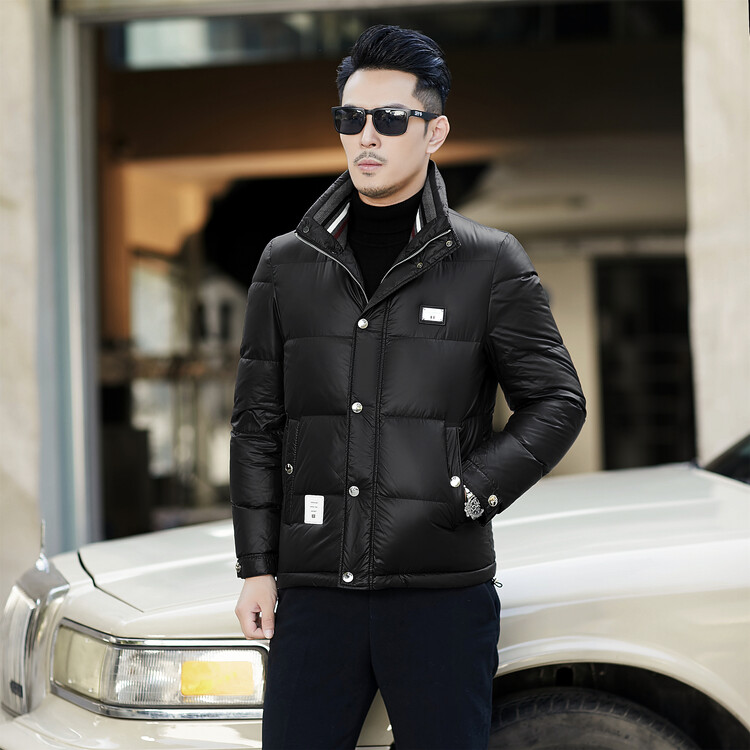 波司登短款羽绒服男冬季新款中年男士立领白鸭绒保暖棉袄外套男